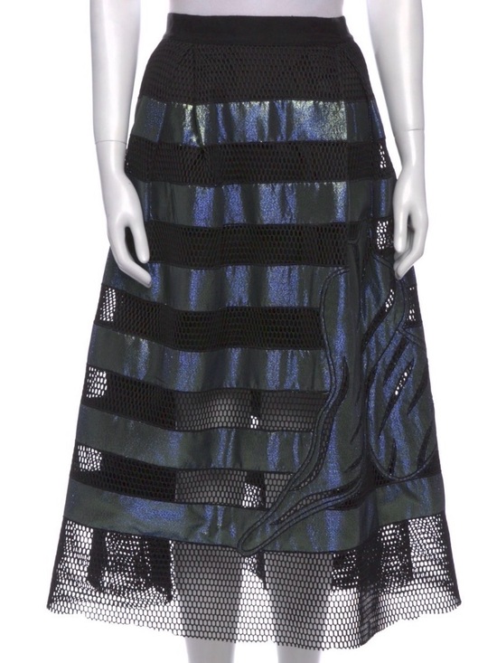 Sachin + Babi Dresses & Skirts - Sachin + Babi Noir sz 12 Black & Iridescent Blue A-Line Mesh Panel Midi Skirt
